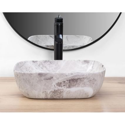 REA-U3321 - Umyvadlo na desku BELINDA MINI 25x36 cm keramika/šedá/imitace kamene