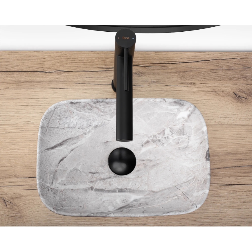 REA-U3321 - Umyvadlo na desku BELINDA MINI 25x36 cm keramika/šedá/imitace kamene