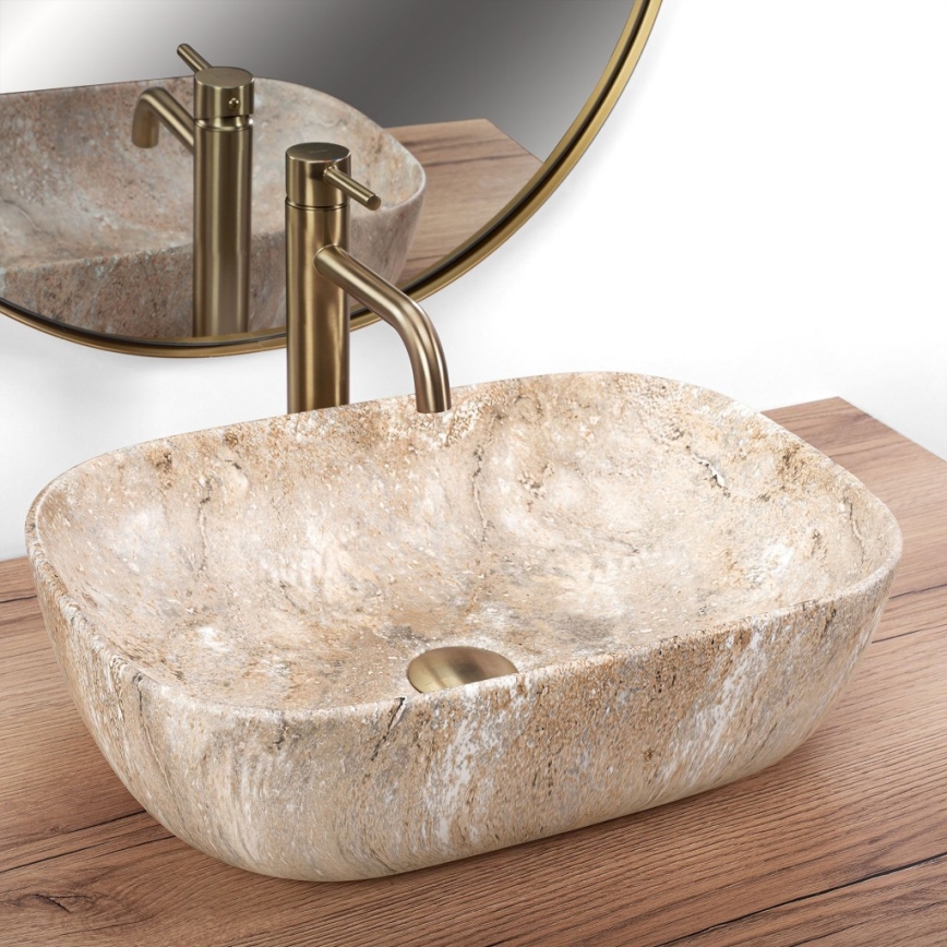 REA-U3323 - Umyvadlo na desku BELINDA 33,5x46,5 cm keramika/imitace kamene