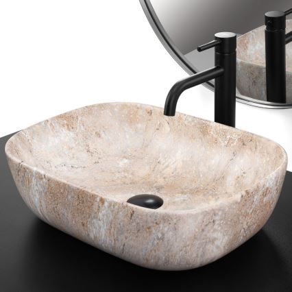 REA-U3323 - Umyvadlo na desku BELINDA 33,5x46,5 cm keramika/imitace kamene