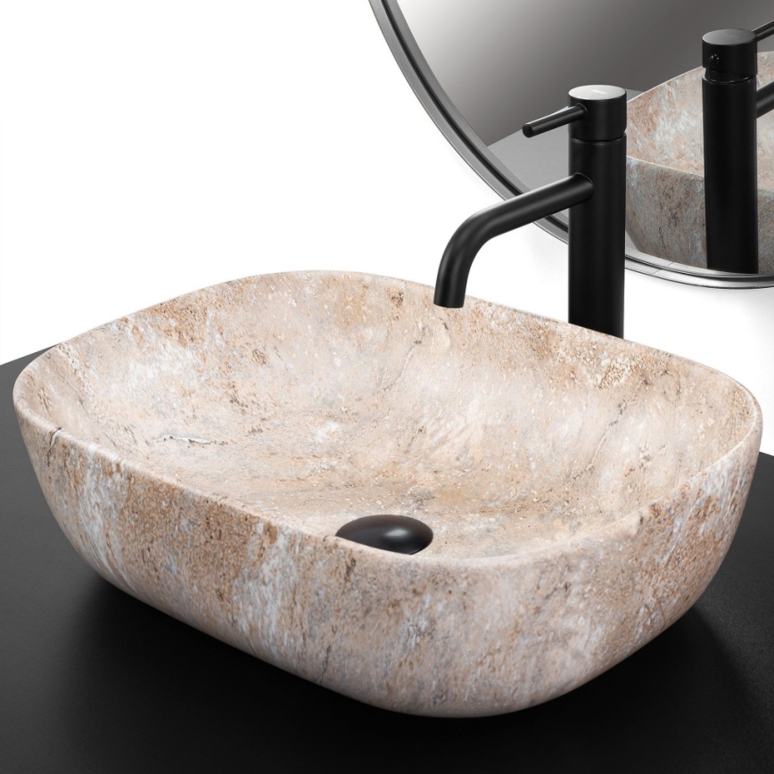 REA-U3323 - Umyvadlo na desku BELINDA 33,5x46,5 cm keramika/imitace kamene