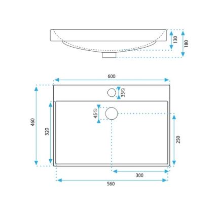 REA-U3326 - Zápustné umyvadlo MANDY 46x60 cm keramika/lesklá bílá