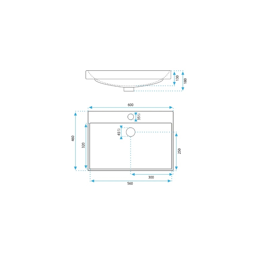 REA-U3326 - Zápustné umyvadlo MANDY 46x60 cm keramika/lesklá bílá