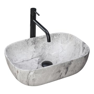 REA-U3800 - Umyvadlo na desku LIVIA 33,5x46,5 cm keramika/šedá/imitace kamene