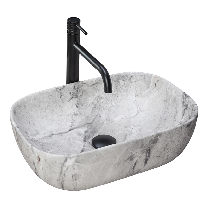 REA-U3800 - Umyvadlo na desku LIVIA 33,5x46,5 cm keramika/šedá/imitace kamene