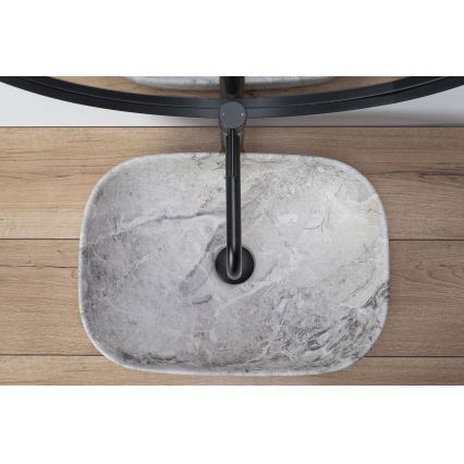 REA-U3800 - Umyvadlo na desku LIVIA 33,5x46,5 cm keramika/šedá/imitace kamene