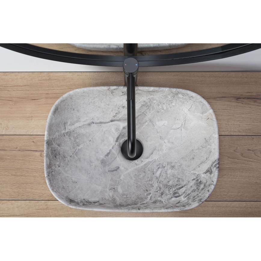 REA-U3800 - Umyvadlo na desku LIVIA 33,5x46,5 cm keramika/šedá/imitace kamene