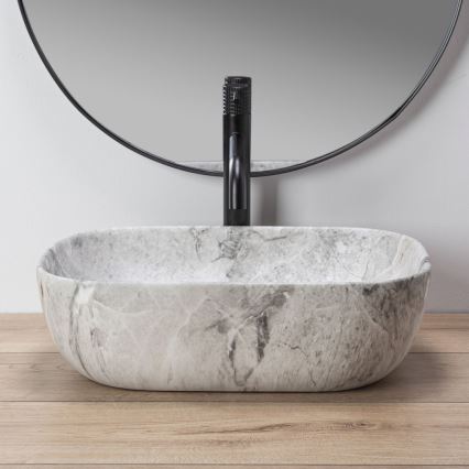 REA-U3800 - Umyvadlo na desku LIVIA 33,5x46,5 cm keramika/šedá/imitace kamene