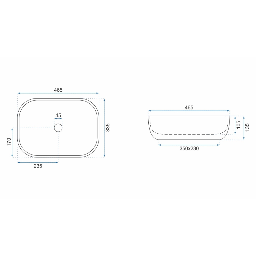 REA-U3800 - Umyvadlo na desku LIVIA 33,5x46,5 cm keramika/šedá/imitace kamene