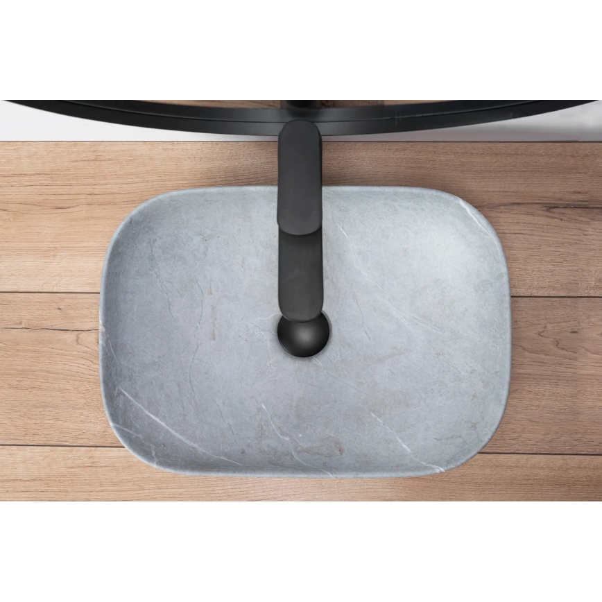 REA-U3801 - Umyvadlo na desku LIVIA 33,5x46,5 cm keramika/šedá/imitace kamene