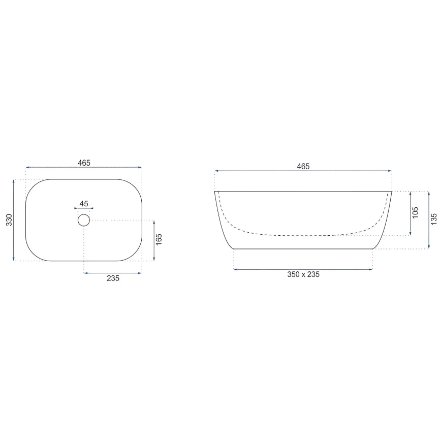REA-U4000 - Umyvadlo na desku BELINDA 33x46,5 cm keramika/imitace kamene