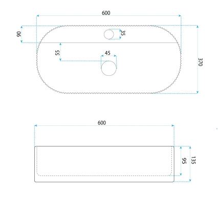 REA-U4002 - Umyvadlo na desku MARCELA 37x60 cm keramika/lesklá bílá