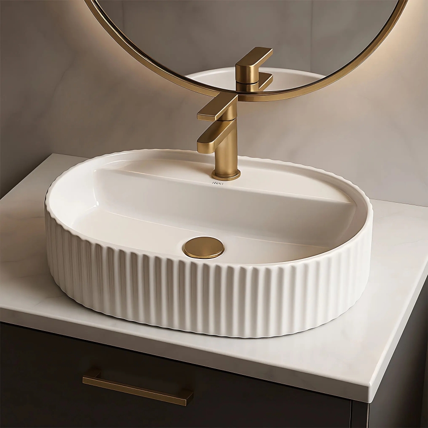 REA-U4003 - Umyvadlo na desku MARCELA 35,5x50 cm keramika/lesklá bílá