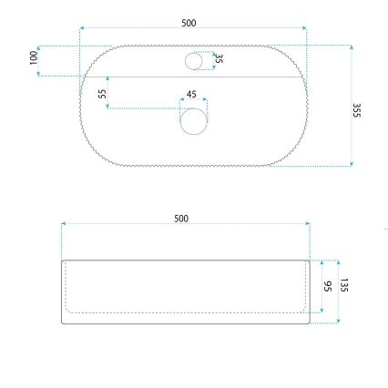 REA-U4003 - Umyvadlo na desku MARCELA 35,5x50 cm keramika/lesklá bílá