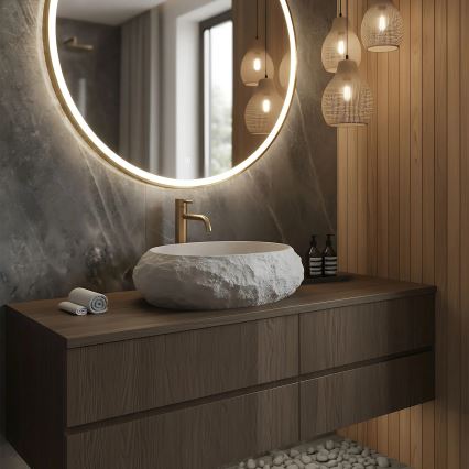 REA-U4332 - Umyvadlo na desku MIKA 38x50 cm béžová/šedá/imitace kamene