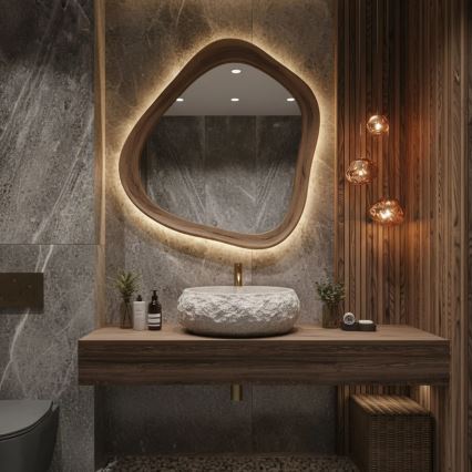 REA-U4332 - Umyvadlo na desku MIKA 38x50 cm béžová/šedá/imitace kamene