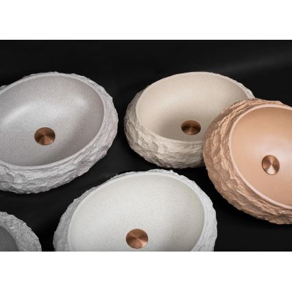 REA-U4332 - Umyvadlo na desku MIKA 38x50 cm béžová/šedá/imitace kamene