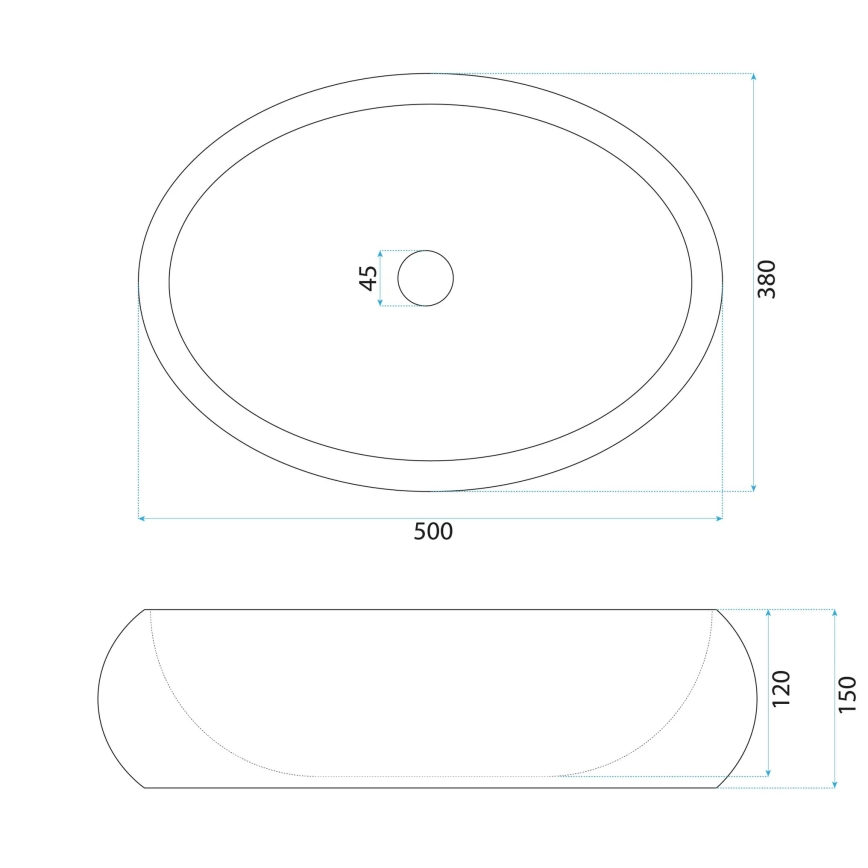 REA-U4332 - Umyvadlo na desku MIKA 38x50 cm béžová/šedá/imitace kamene