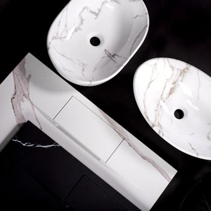 REA-U5052 - Umyvadlo na desku KELLY 38x49 cm keramika/bílá/dekor mramoru