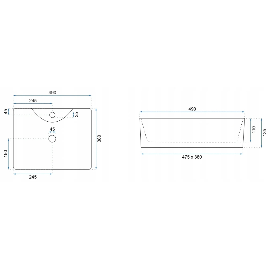 REA-U5052 - Umyvadlo na desku KELLY 38x49 cm keramika/bílá/dekor mramoru