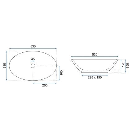 REA-U5067 - Umyvadlo na desku PAMELA 33x53 cm keramika/černá/imitace kamene