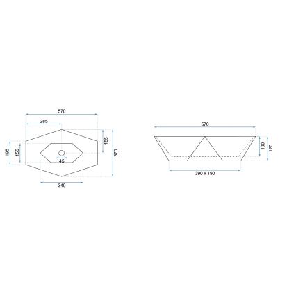 REA-U5602 - Umyvadlo na desku VEGAS 37x57 cm keramika/imitace kamene