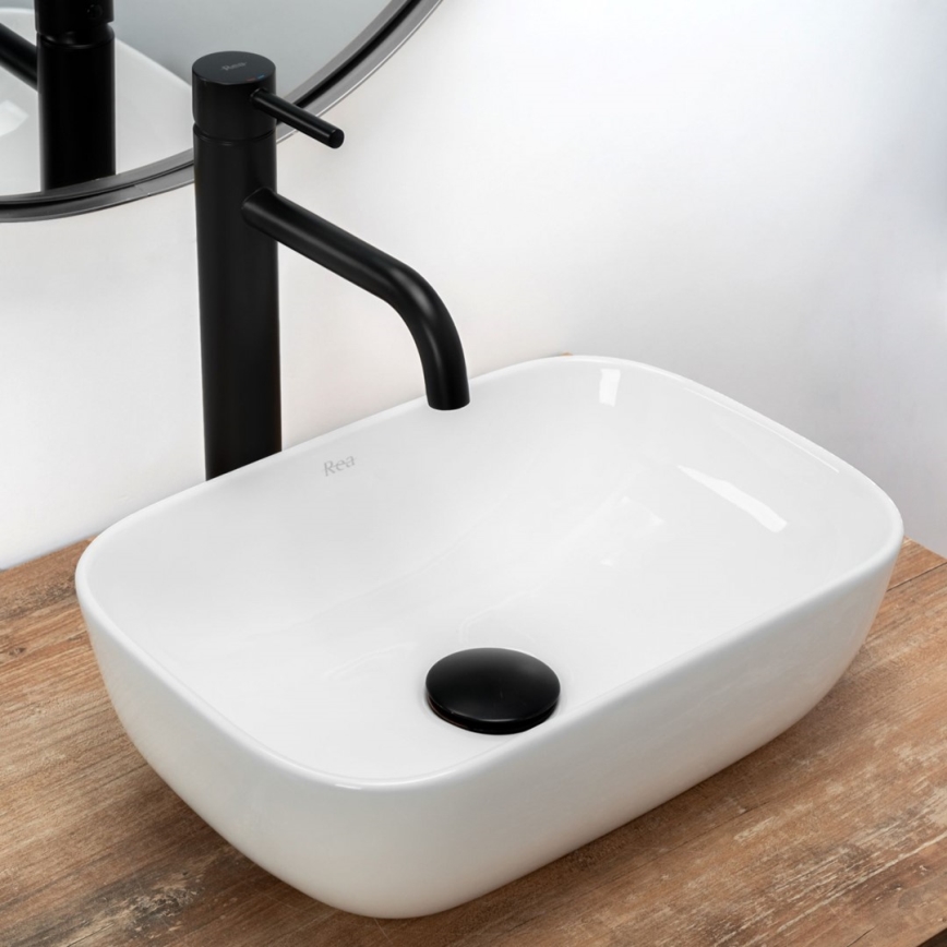 REA-U5667 - Umyvadlo na desku BELINDA MINI 25x36 cm keramika/lesklá bílá
