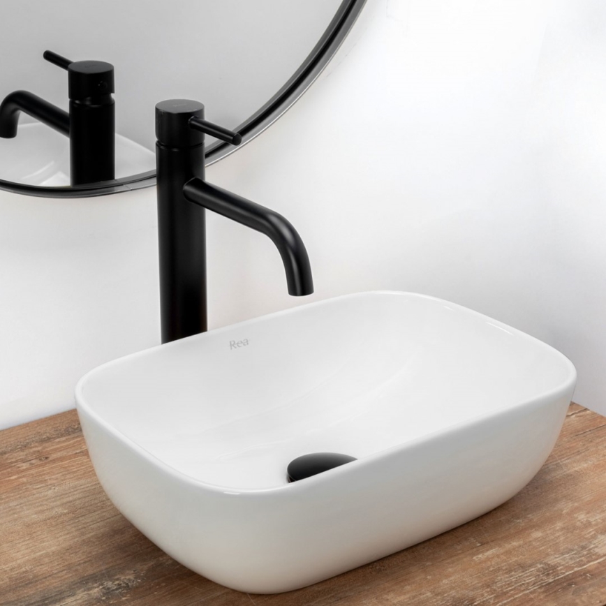 REA-U5667 - Umyvadlo na desku BELINDA MINI 25x36 cm keramika/lesklá bílá