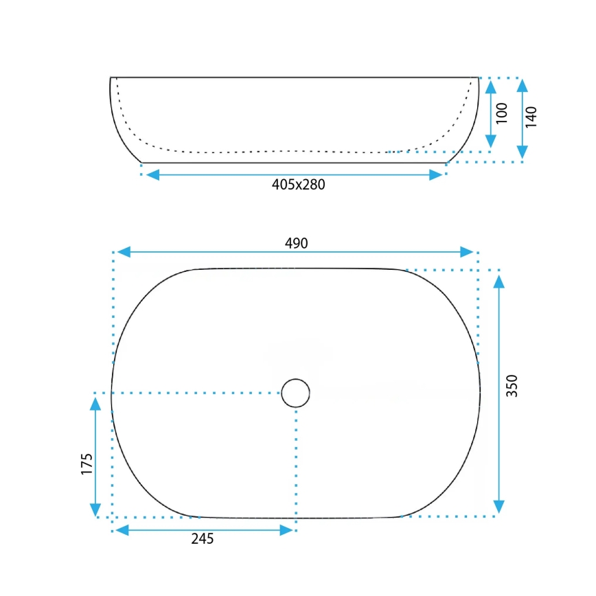 REA-U6022 - Umyvadlo na desku LISA 35x49 cm keramika/lesklá bílá
