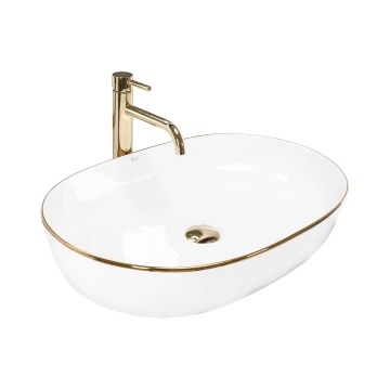 REA-U6211 - Umyvadlo na desku CLEO 41x60,5 cm keramika/bílá/zlatá
