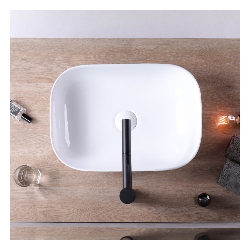 REA-U6300 - Umyvadlo na desku MONA SLIM 40x50,5 cm keramika/lesklá bílá