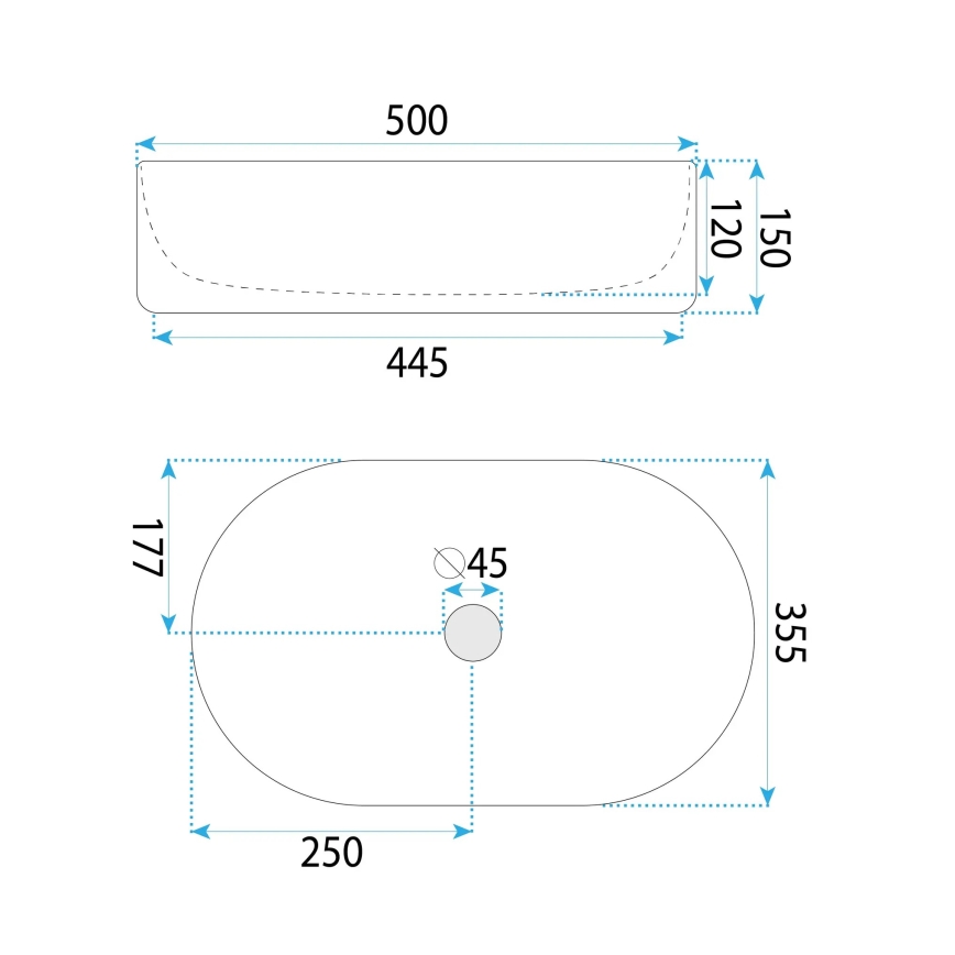 REA-U6366 - Umyvadlo na desku OKTAWIA 35,5x50 cm keramika/bílá