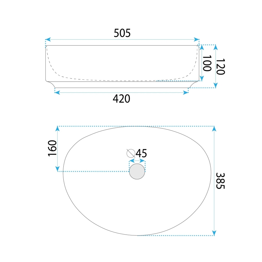 REA-U6370 - Umyvadlo na desku JOANA 38,5x50,5 cm keramika/lesklá bílá