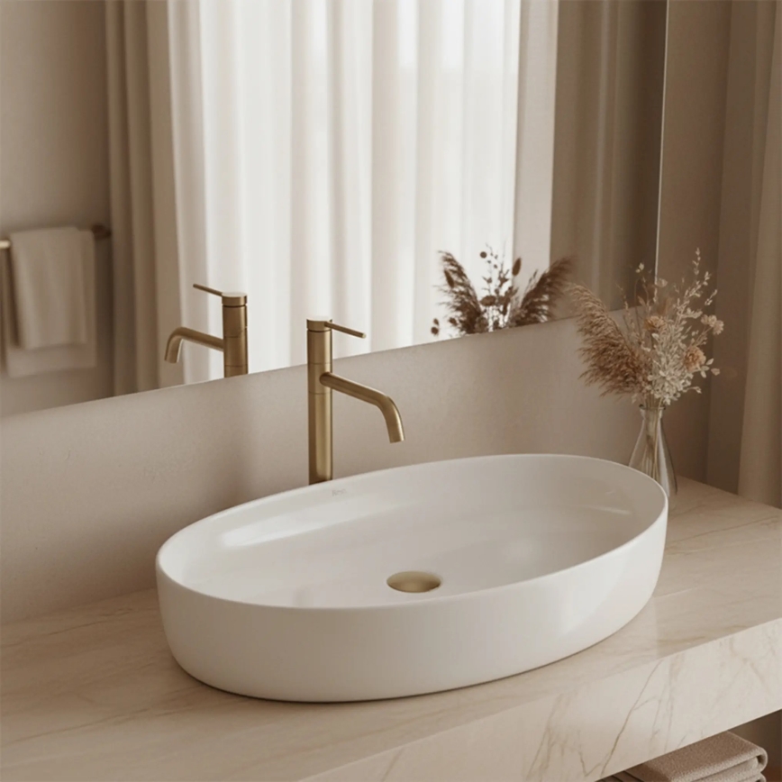 REA-U6371 - Umyvadlo na desku JOANA 40,5x65,5 cm keramika/lesklá bílá