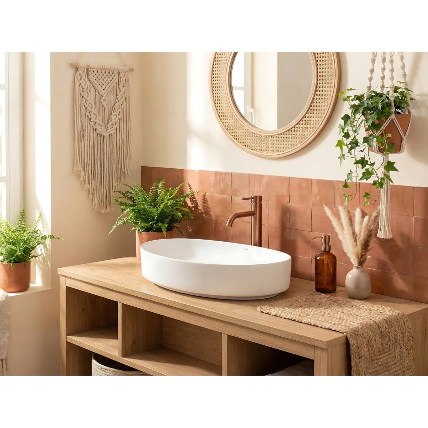 REA-U6371 - Umyvadlo na desku JOANA 40,5x65,5 cm keramika/lesklá bílá