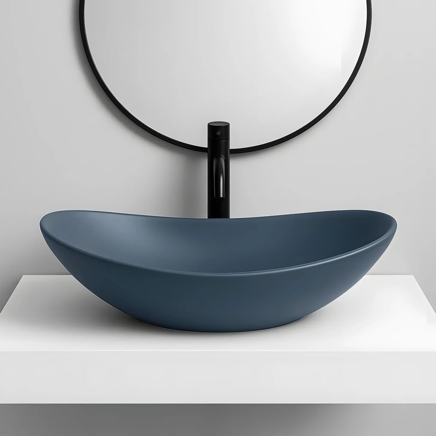 REA-U6373 - Umyvadlo na desku ROYAL 35,5x61,5 cm keramika/modrá