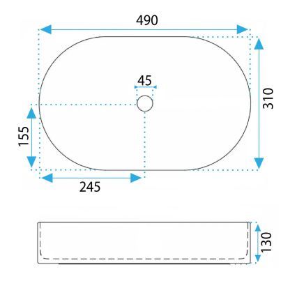 REA-U6376 - Umyvadlo na desku VANDA 31x49 cm keramika/matná růžová