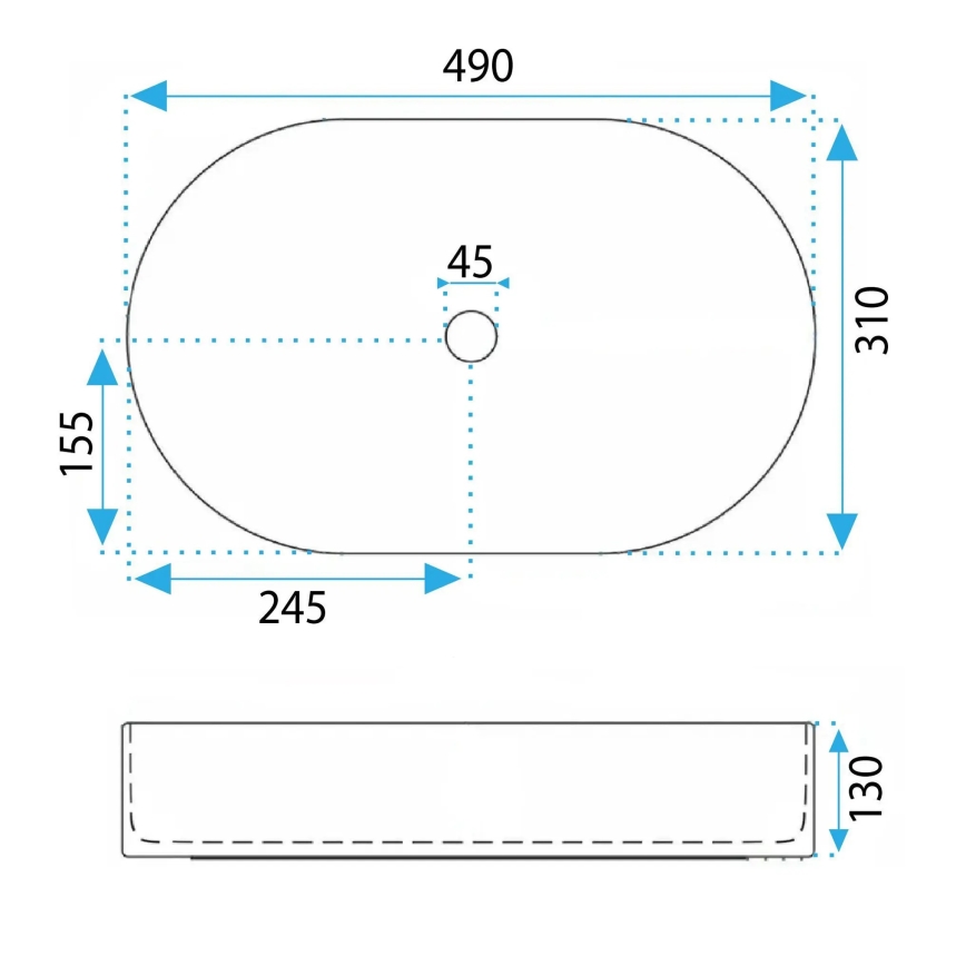REA-U6376 - Umyvadlo na desku VANDA 31x49 cm keramika/matná růžová