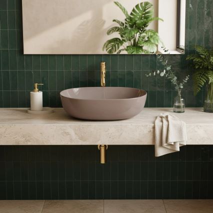 REA-U6380 - Umyvadlo na desku LISA 35x49 cm keramika/lesklá hnědá