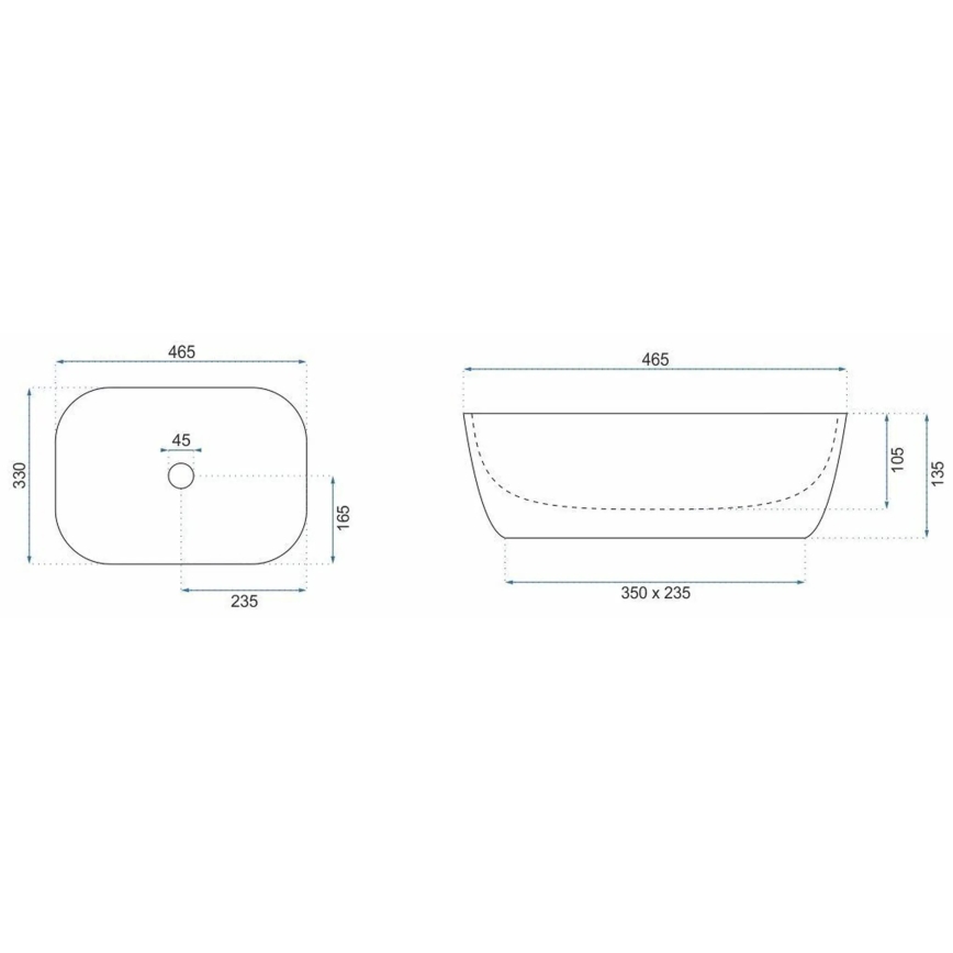 REA-U6384 - Umyvadlo na desku BELINDA 33x46,5 cm keramika/černá/hnědá