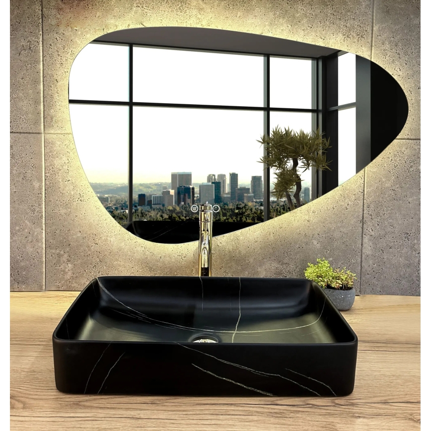 REA-U6510 - Umyvadlo na desku DENIS 35x61,5 cm keramika/matná černá