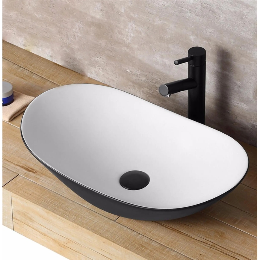 REA-U6600 - Umyvadlo na desku ROYAL 36x62,5 cm keramika/bílá/černá