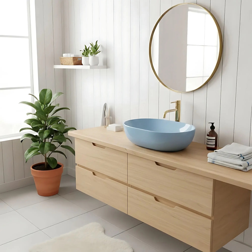 REA-U6620 - Umyvadlo na desku LISA 35x49 cm keramika/lesklá modrá