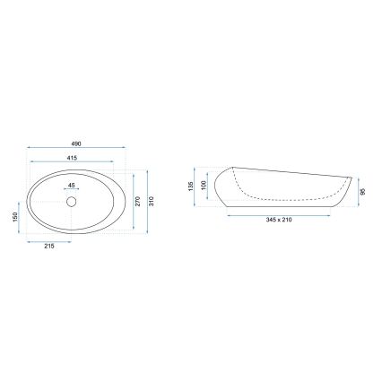 REA-U6651 - Umyvadlo na desku ROXY 31x49 cm keramika/šedá/imitace kamene