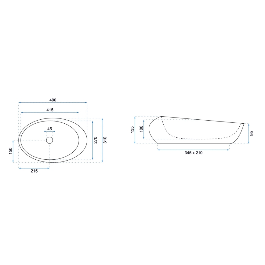 REA-U6651 - Umyvadlo na desku ROXY 31x49 cm keramika/šedá/imitace kamene