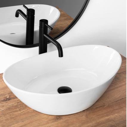 REA-U6801 - Umyvadlo na desku KATE 33,5x55,5 cm keramika/lesklá bílá
