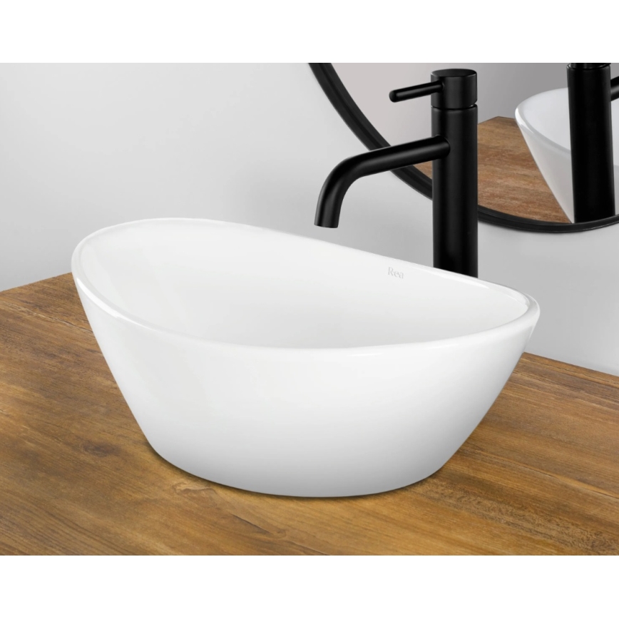 REA-U6802 - Umyvadlo na desku KATE 27x45 cm keramika/lesklá bílá
