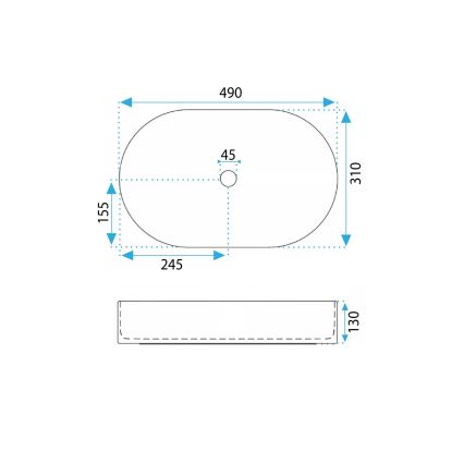 REA-U7342 - Umyvadlo na desku VANDA 31x49 cm keramika/béžová/imitace kamene