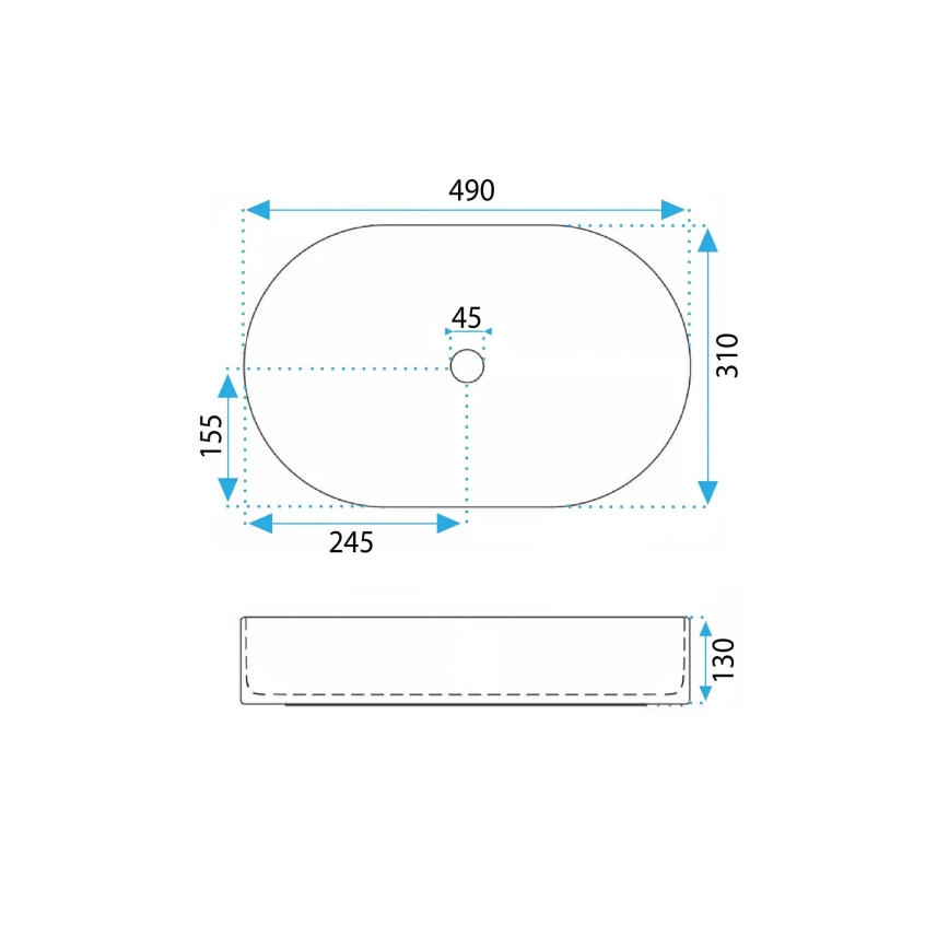 REA-U7342 - Umyvadlo na desku VANDA 31x49 cm keramika/béžová/imitace kamene