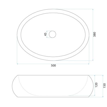 REA-U7348 - Umyvadlo na desku MIKA 38x50 cm oranžová/béžová/imitace kamene